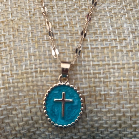 Gold Cross Turquoise Pendant Necklace Easter Gift
NEW - Picture 2 of 4